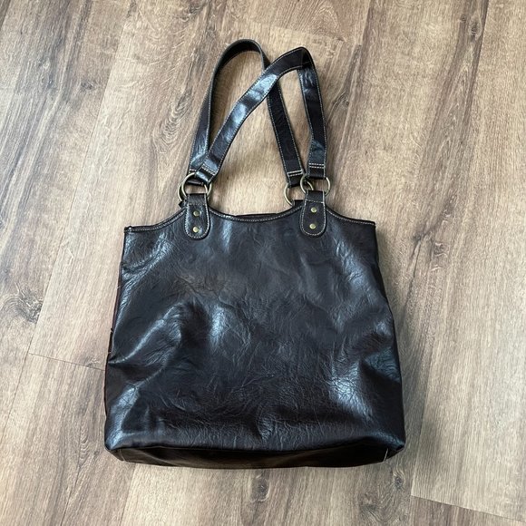 Route 66 Boho Faux Leather/Suede Patchwork Hobo Tote Bag - Picture 7 of 10